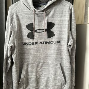 Grey and black Under Armor men’s hoodie size medium.